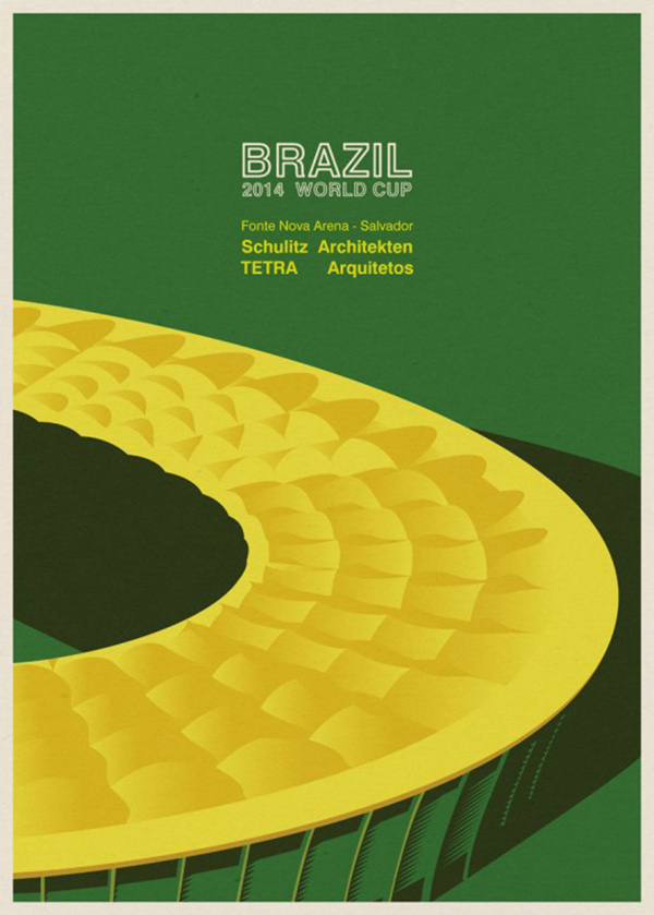 Brazil's world cup stadiums illustrated #design #world #illustrations #stadium #art #football #brazil #cup