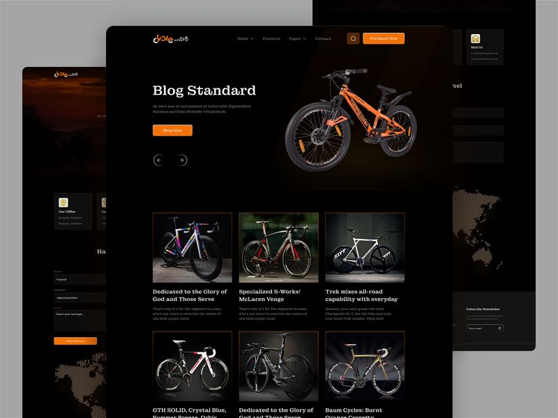 cycle Website Blog List And Contact Us Page Design 