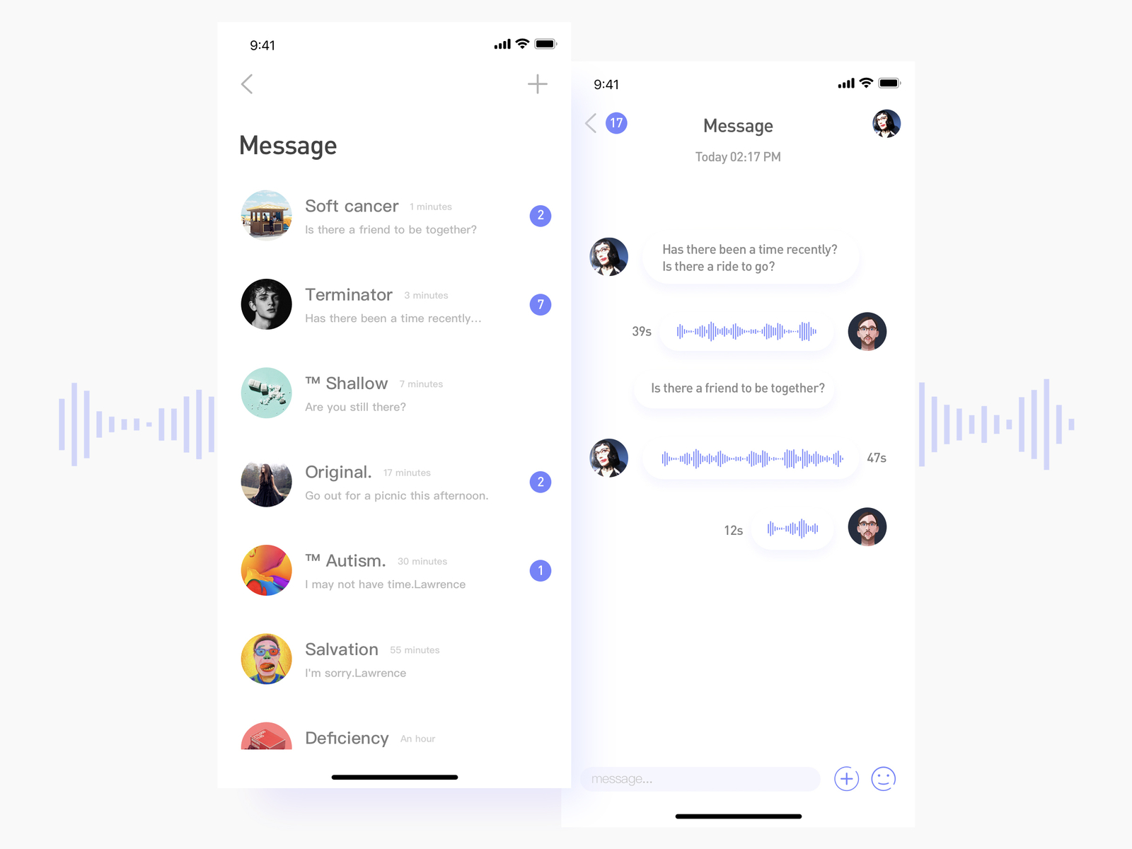 Chat application UI design