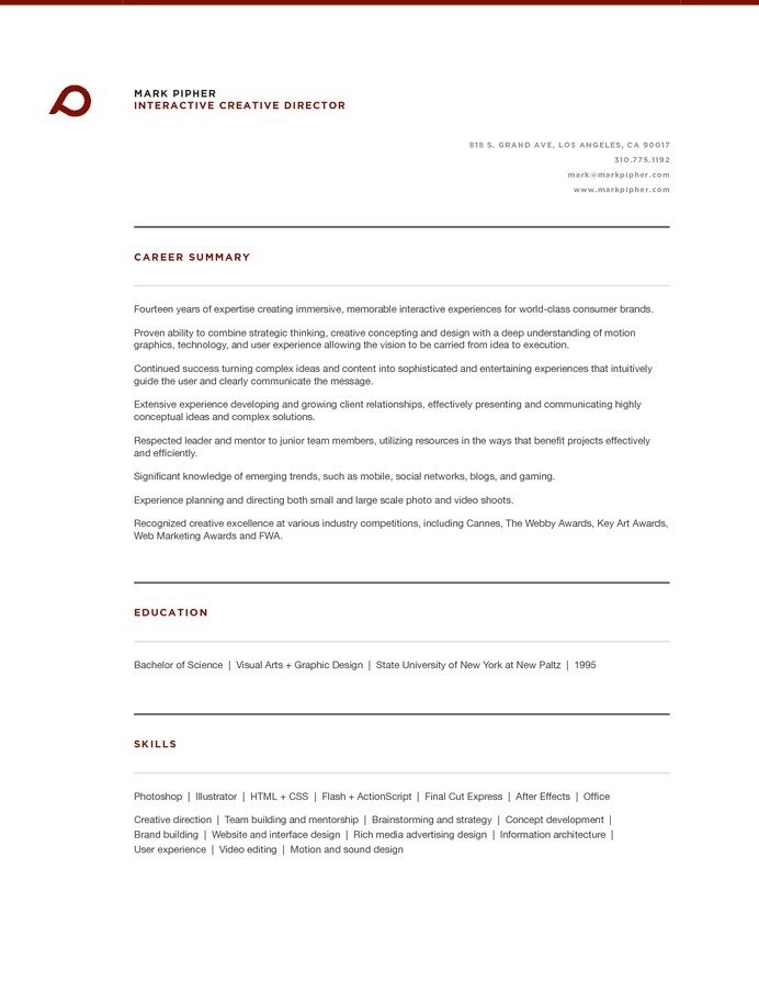 art director resume template