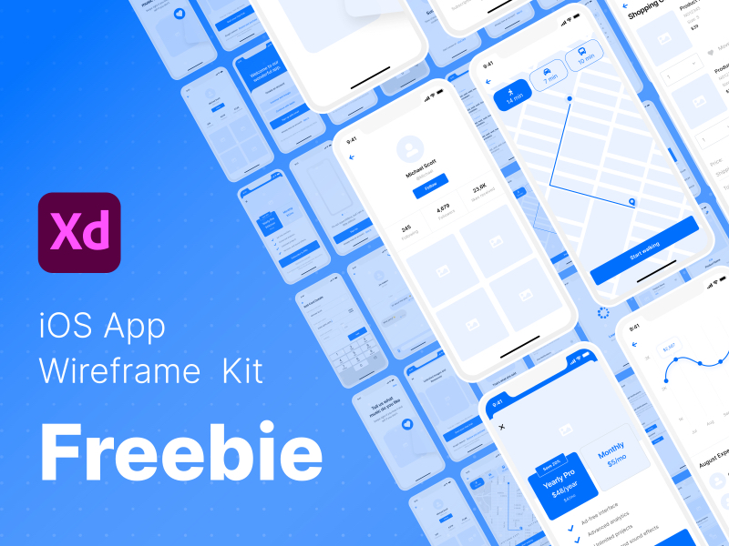 Free iOS 14 Wireframe UI Kit for Adobe XD