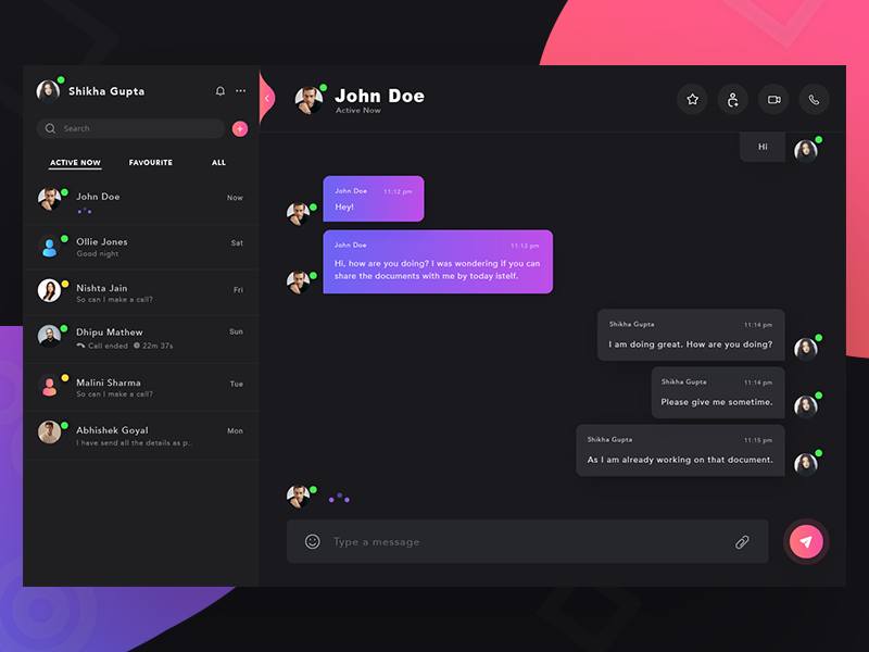 Chat Dashboard UI