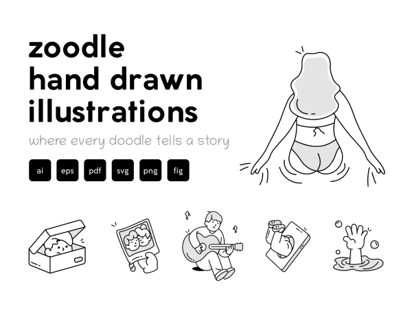 450 Zoodle Hand Drawn Illustrations