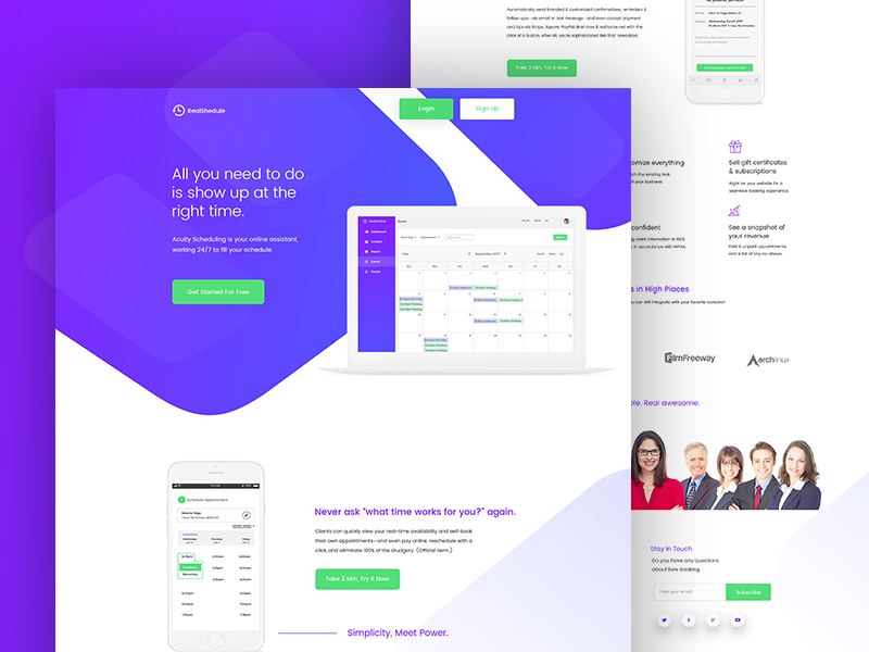 Schedule dashboard landing page