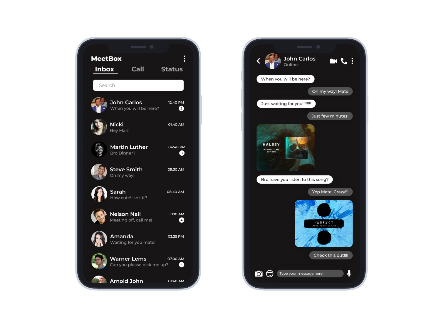 Dark Theme "Inbox & Chat App UI/UX Design"