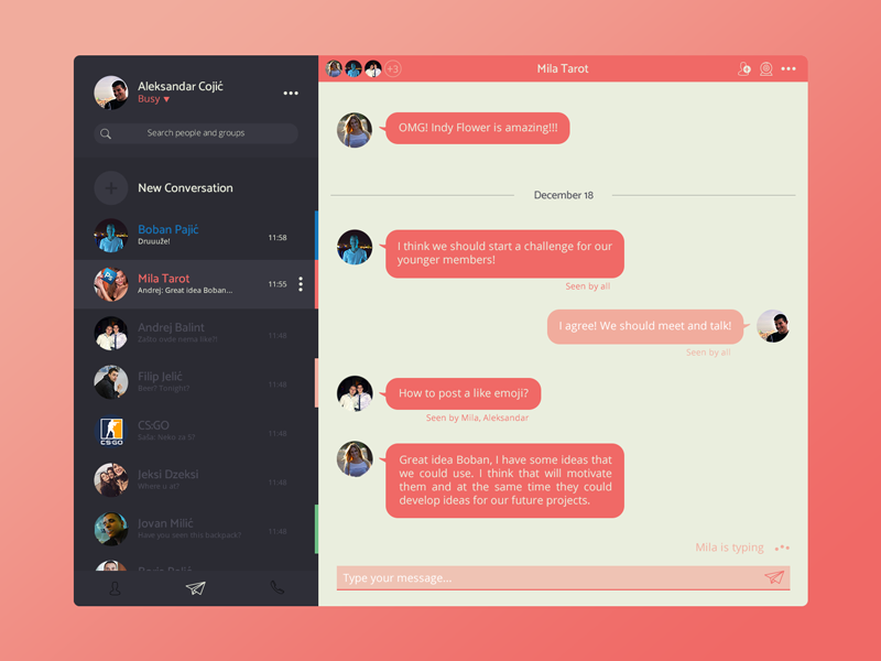 UI Challenge 6 - Chat